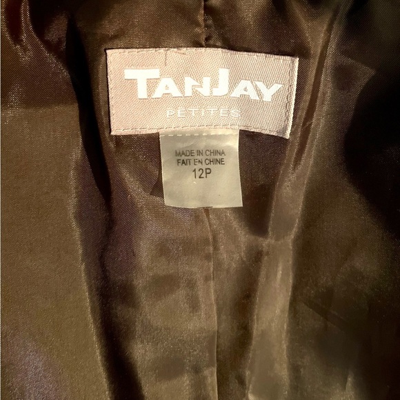 Vintage TanJay Brown embroidered beaded floral corduroy lined open front jacket - Picture 8 of 9